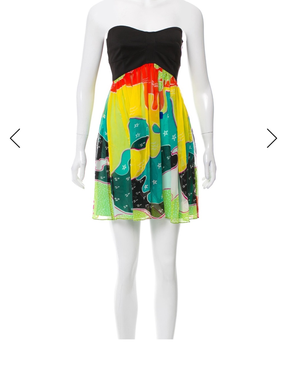 Diane von Furstenberg Silk Strapless Abstract Print Dress Size 2 - Picture 2 of 16